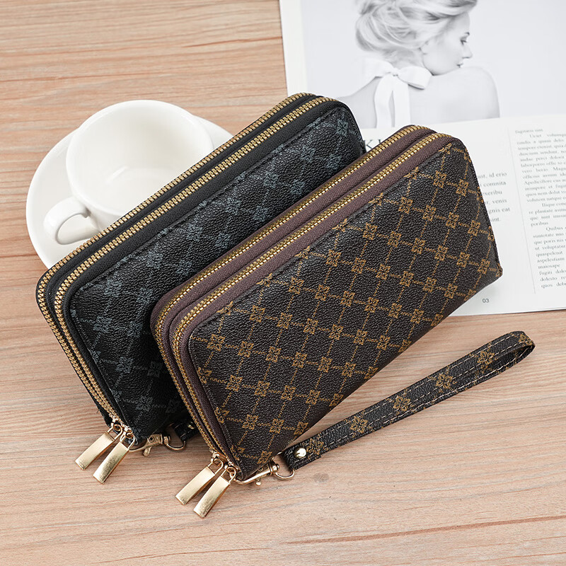 Woodpecker (TUCANO) 2026 new wallet women's European and American fashion women's clutch bag multi-card slot card bag double zipper mobile phone bag 306 double zipper blue