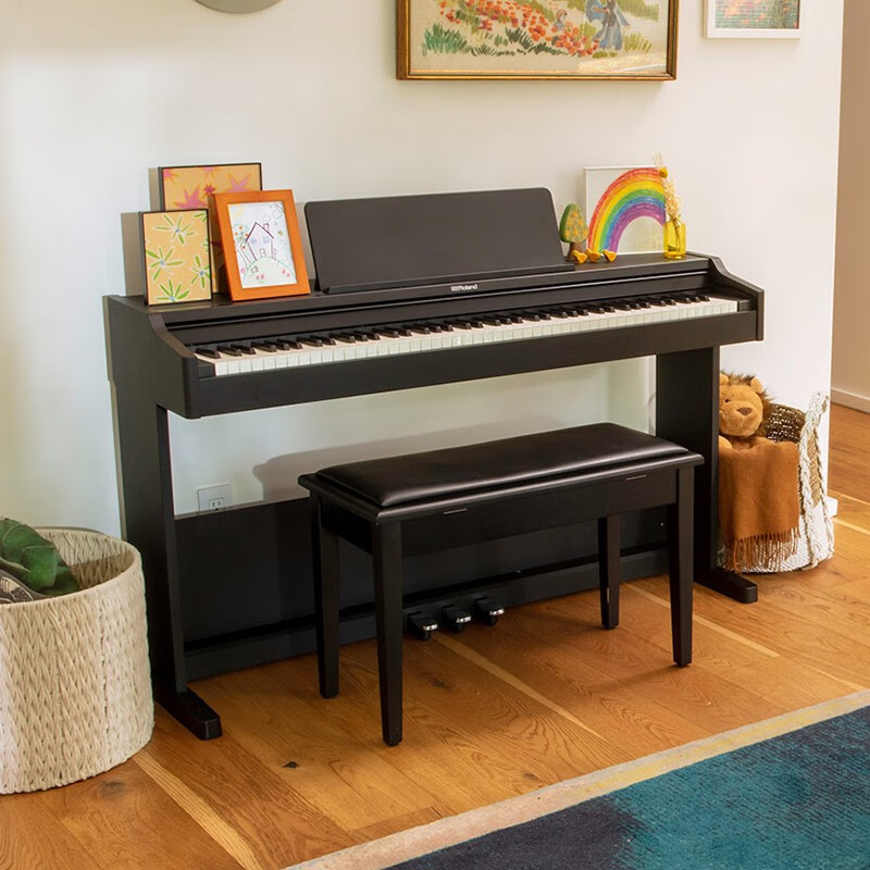 Roland (Roland) electric piano RP107/F107 Bluetooth smart teaching 88-key heavy hammer professional adult home upright digital piano RP107 black + Roland piano bench + Roland RH5 headphones