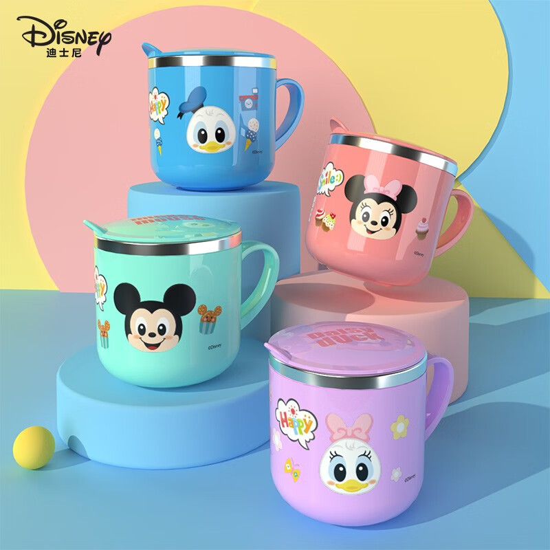 Disney Milk Cup Children's Direct Drinking Milk Cup 316 Stainless Steel Food Grade Children's Drinking Cup Steel Seal Scale 260ml Donald Duck