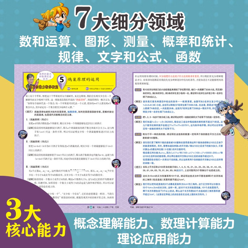 MapleStory Mathematics Adventures 51-55 Mathematics Enlightenment Book for 7-14-year-old primary school students Mathematics reading for grades 1, 2, 3, 4, 5 and 6 Covering the People's Education Press primary school mathematics knowledge points comic story book