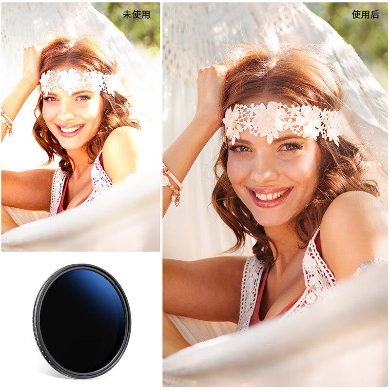 Zhuoer adjustable ND2-2000 light reduction mirror 18-layer coating oil-proof and scratch-proof medium gray density mirror multi-speed light reduction camera filter landscape photography adjustable ND mirror 62mm