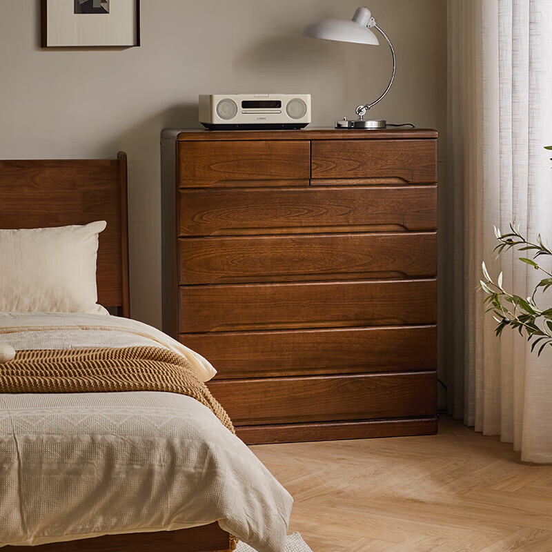 Jiayi solid wood chest of drawers bedroom storage cabinet living room storage cabinet simple chest of drawers balcony multi-functional wall bookcase