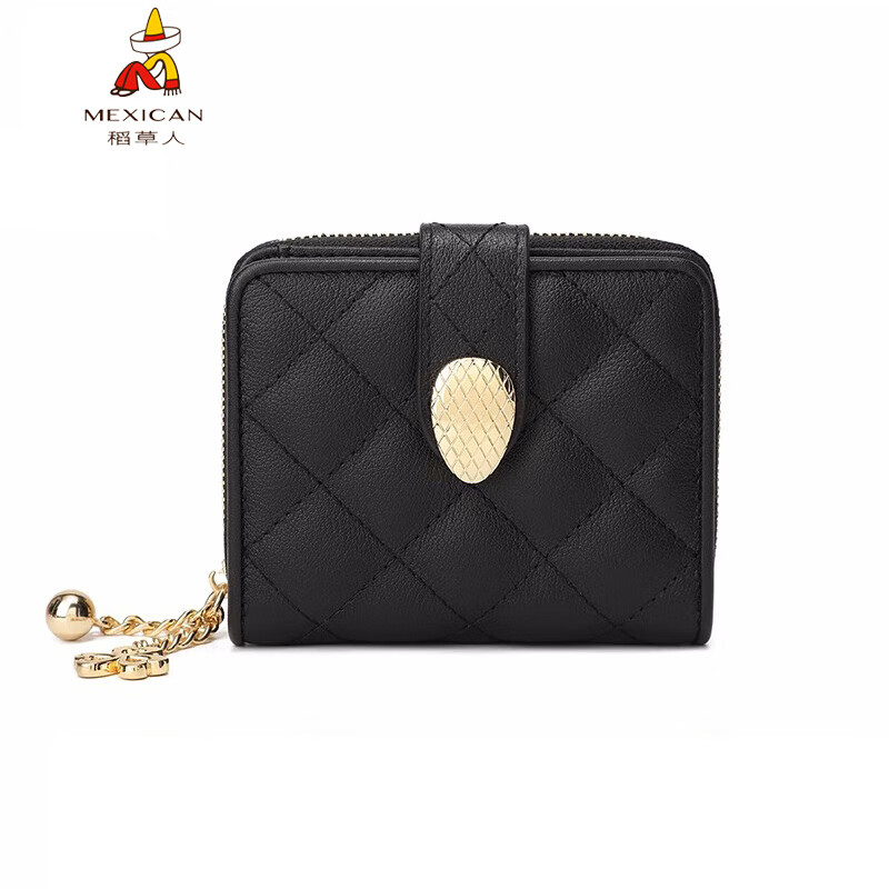 Scarecrow Wallet Women's Short Genuine Leather Coin Purse Card Bag New First Layer Cowhide Zipper Large Capacity Wallet 16 Card Slots Black 16 Card Slots