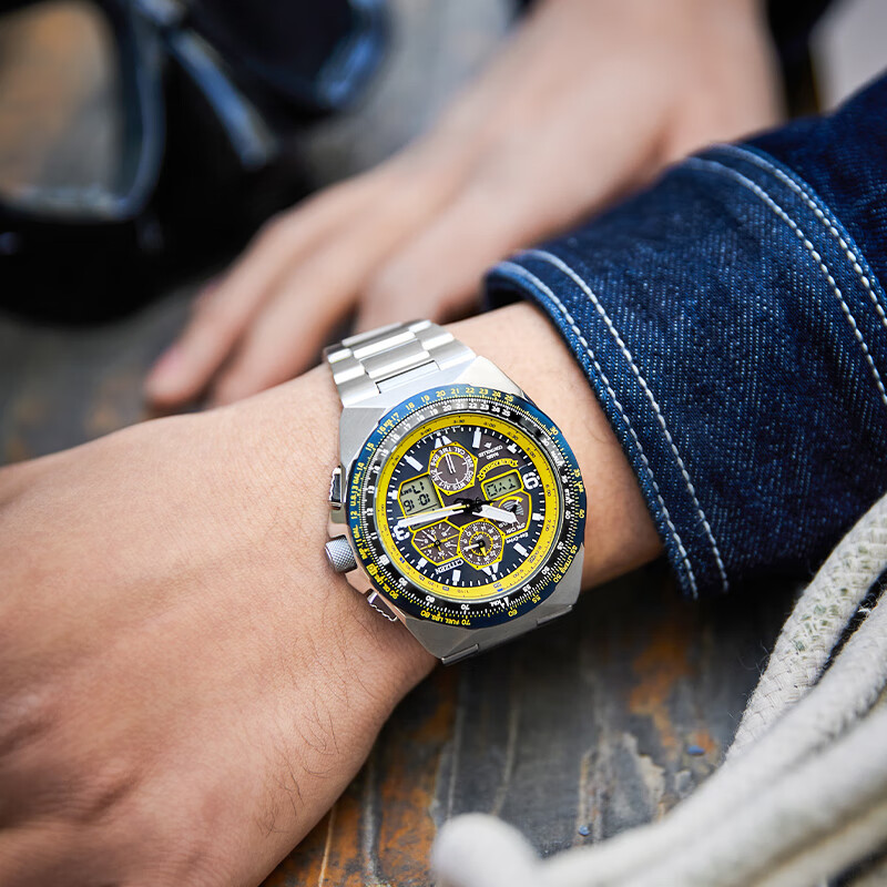CITIZEN watch men's Japanese and Korean watch Blue Angel light kinetic energy day display steel belt fashionable Valentine's Day gift JY8125-54L