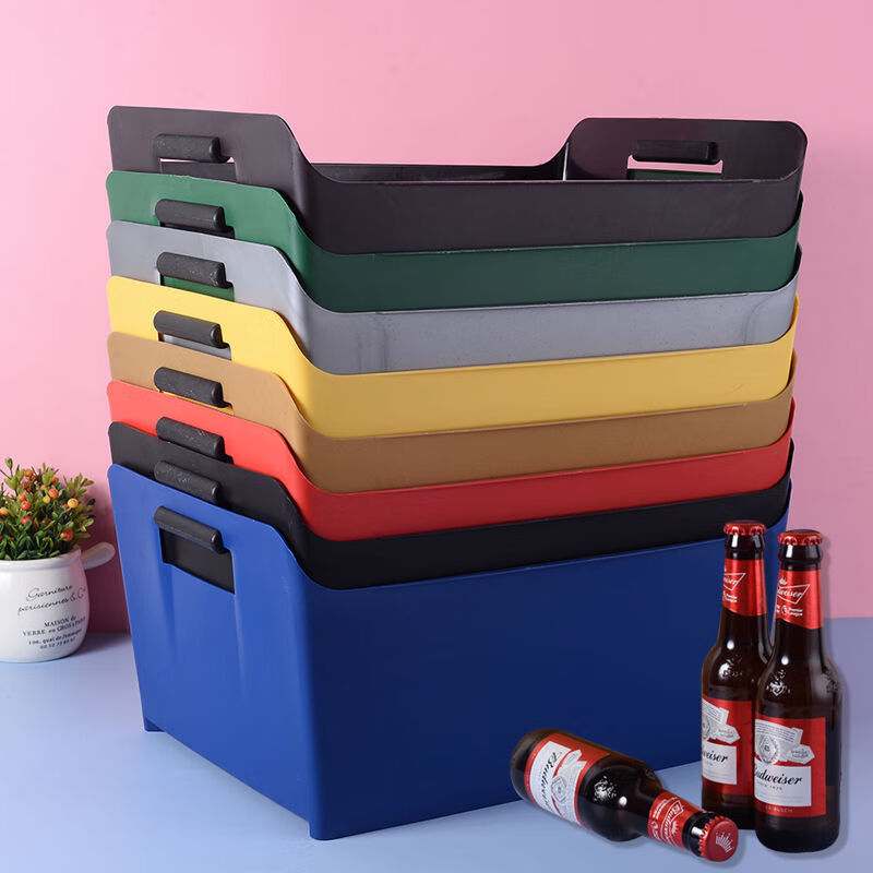 Enshousu beer basket rectangular thickened portable wine frame bar special beer basket beer barrel frame random mini beer frame can hold 4 glass bottles extra thick square beer frame 580g/37*28