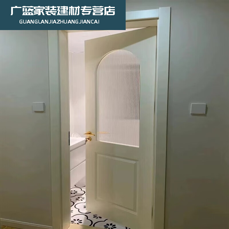 MEXEMINA solid wood composite door, painted door, French cream painted door, room door, bedroom door, retro door set, solid wood, paint-free flat belt installation