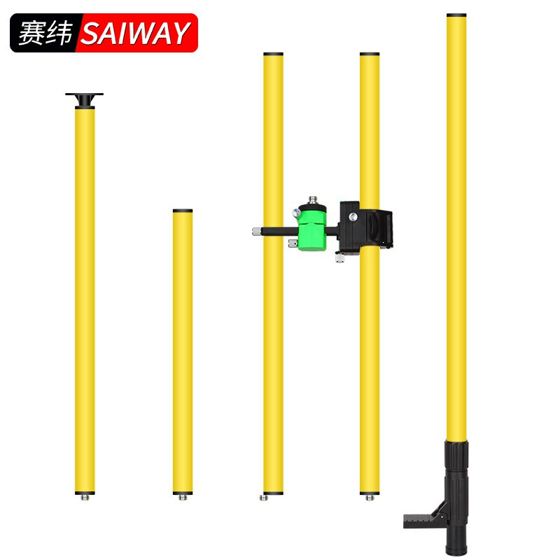 赛纬水平仪升降支撑杆伸缩杆子激光红外线测量杆平水仪吊顶加厚三角支架云台 升级款3.9米