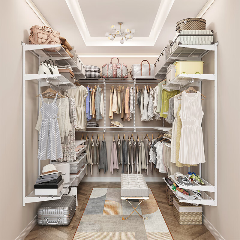 HP open metal wardrobe steel frame wall custom whole house cloakroom bedroom walk-in simple home wardrobe 1.4m cabinet classic model supports customization