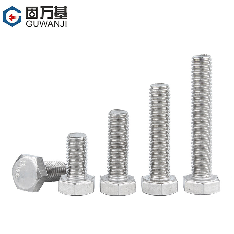 Guwanji 304 stainless steel external hexagonal screws extended full-thread machine screws collection external hexagonal bolts national standard M6x10 20 pieces