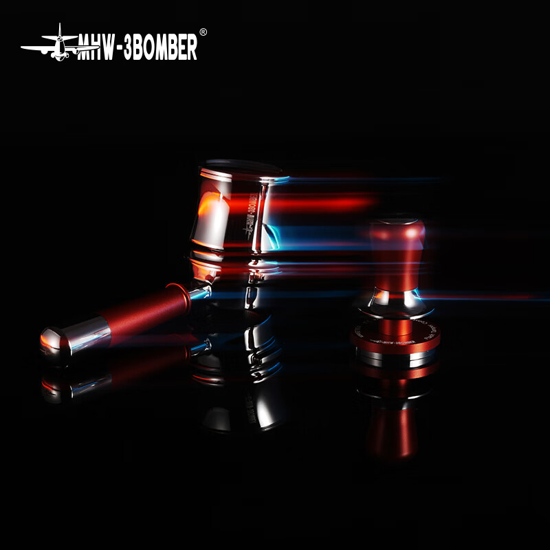 MHW-3BOMBER bomber streamer powder hammer espresso coffee powder press 30 pounds constant force powder hammer three-spring horizontal constant design streamer-constant force powder hammer-black silver-58mm universal