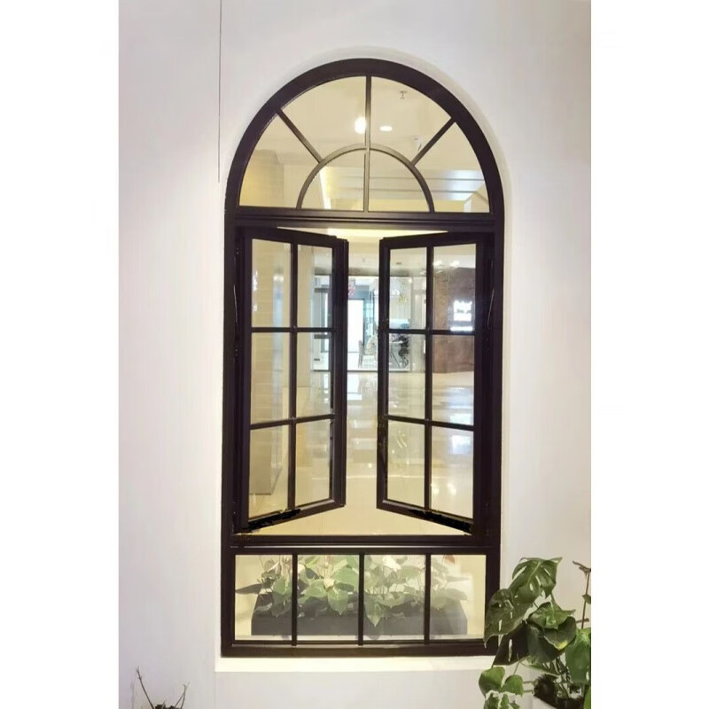 Vinoa French iron retro casement window restaurant cafe arched floor-to-ceiling window indoor study attic window customization width 80 height 120 with glass