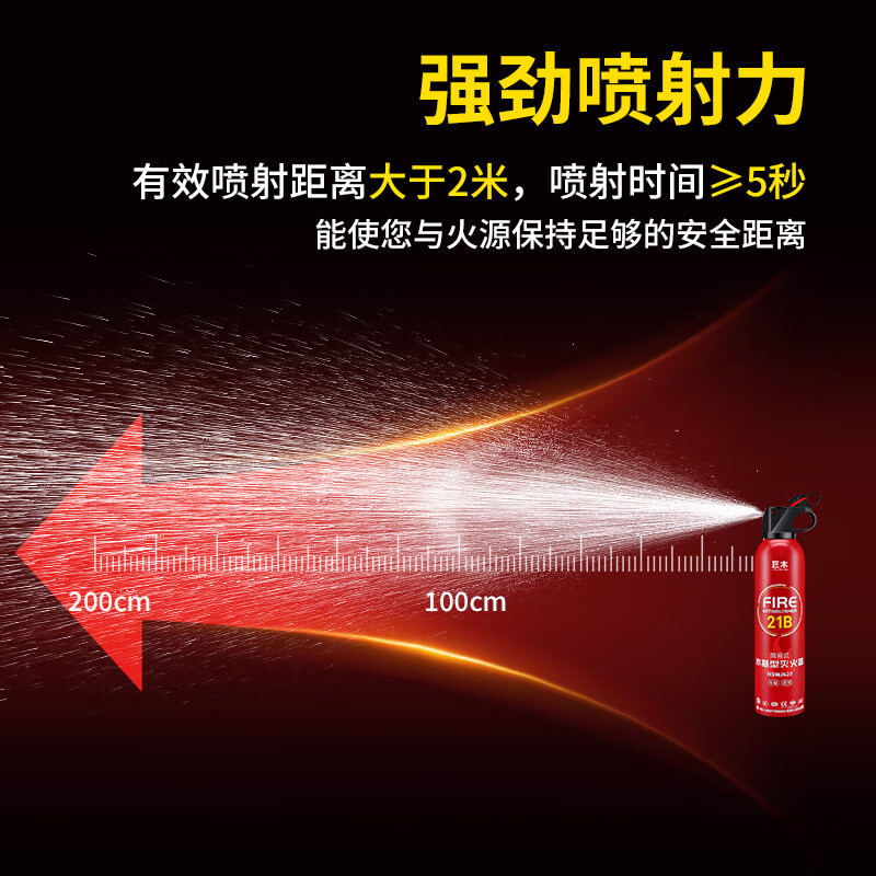 Giant wood car fire extinguisher 21B water-based fire extinguisher bottle small car household national fire protection 3C certification high temperature resistance 620ml water-based 21B fire extinguisher