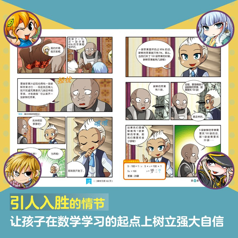 MapleStory Mathematics Adventures 51-55 Mathematics Enlightenment Book for 7-14-year-old primary school students Mathematics reading for grades 1, 2, 3, 4, 5 and 6 Covering the People's Education Press primary school mathematics knowledge points comic story book