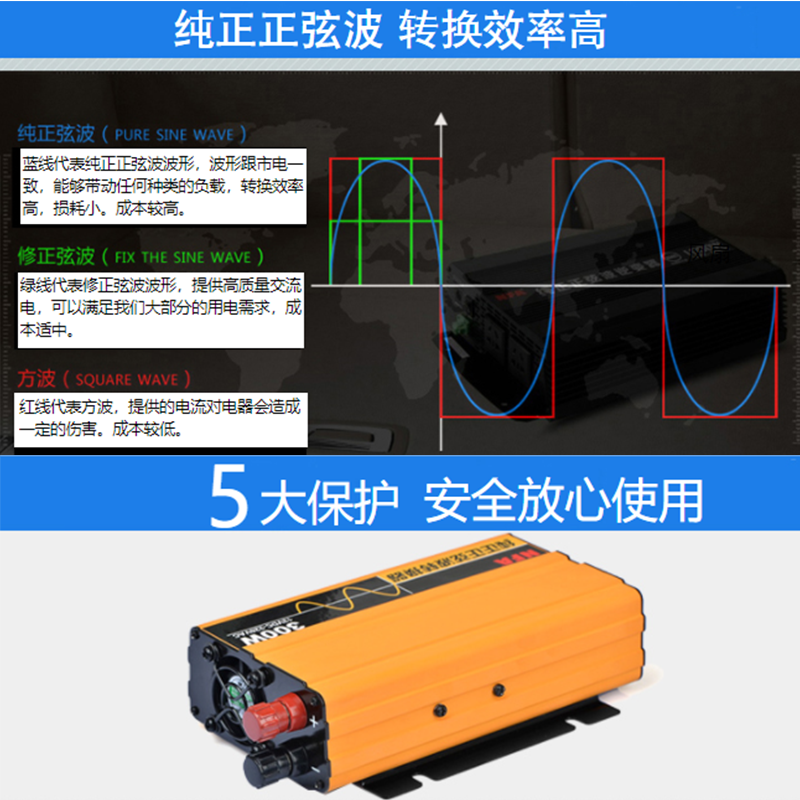 NFA New Fox car pure sine wave inverter 12V to 220V 300W power converter 7551n high frequency sufficient power is not false standard