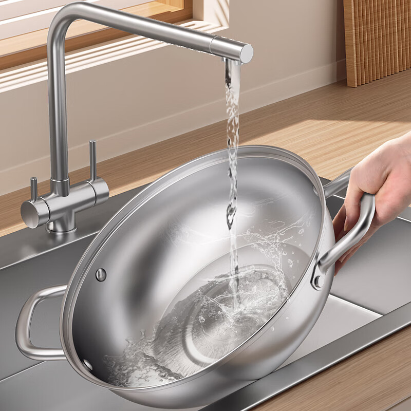 康巴赫(KOBACH)304不锈钢火锅加厚汤锅双耳燃气灶明火电磁炉通用28CM