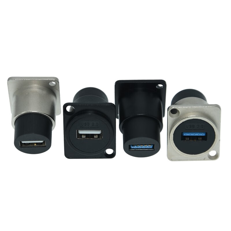 Bohai USB3.0 female socket can fix the adapter industrial panel module flange installation Type-C socket DP\/HDMI straight-through extension connector HDMI socket black straight-through
