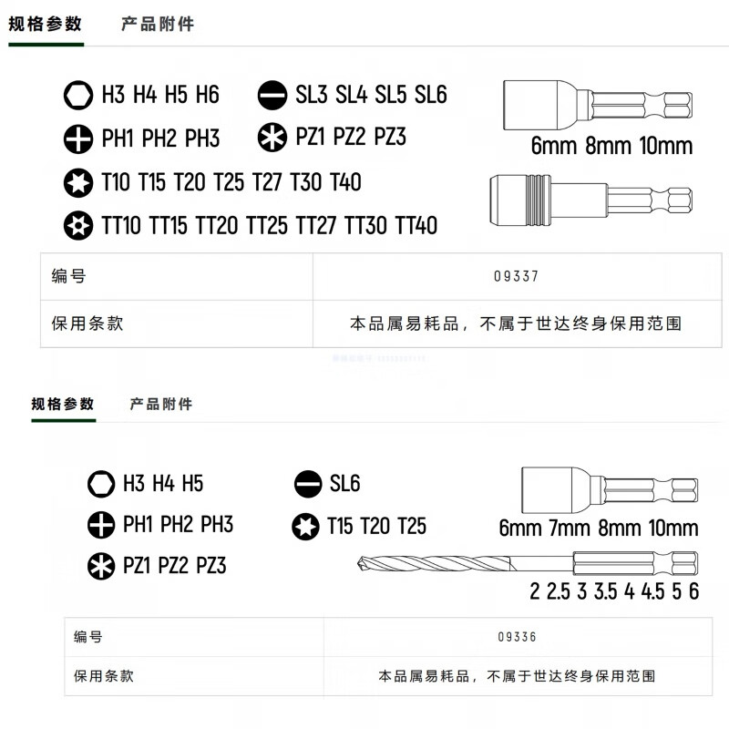 SATA Tools 09337 - 44-piece power tool accessories set 09336 Rainbow Magic Box screwdriver bit set 0933744 bit set box with extended cross