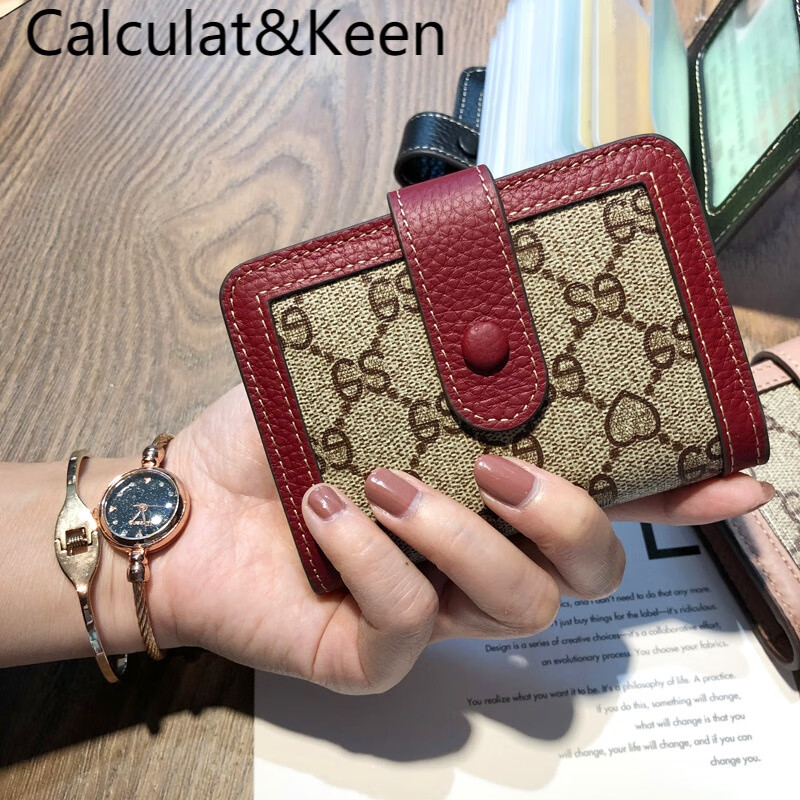 CALCULAT&KEENCK Wallet Driver's License Card Holder Women's Thin Compact Multifunctional Valentine's Day Transparent 2024 New Simple Multi-Card Slot Pink