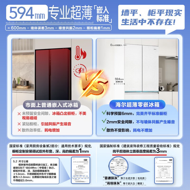 Haier Camellia Series 485L French-style multi-door refrigerator ultra-thin zero-embedded full-space fresh-keeping dry and wet storage EPP ultra-clean front cooling air-cooled frost-free refrigerator BCD-485WGHFD1BWLU1 Government subsidy consultation
