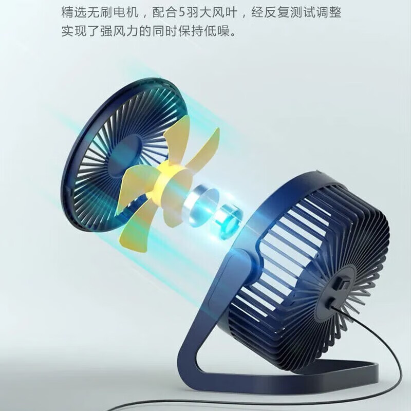 Zhongdeli Mini Electric Fan Desktop Mini USB Plug-in Model Student Dormitory Dormitory Office Bedroom Living Room Small Refrigeration Portable Desk Fan Creative Accessory One-speed Adjustment + USB Direct Plug Dark Blue 5 Inch