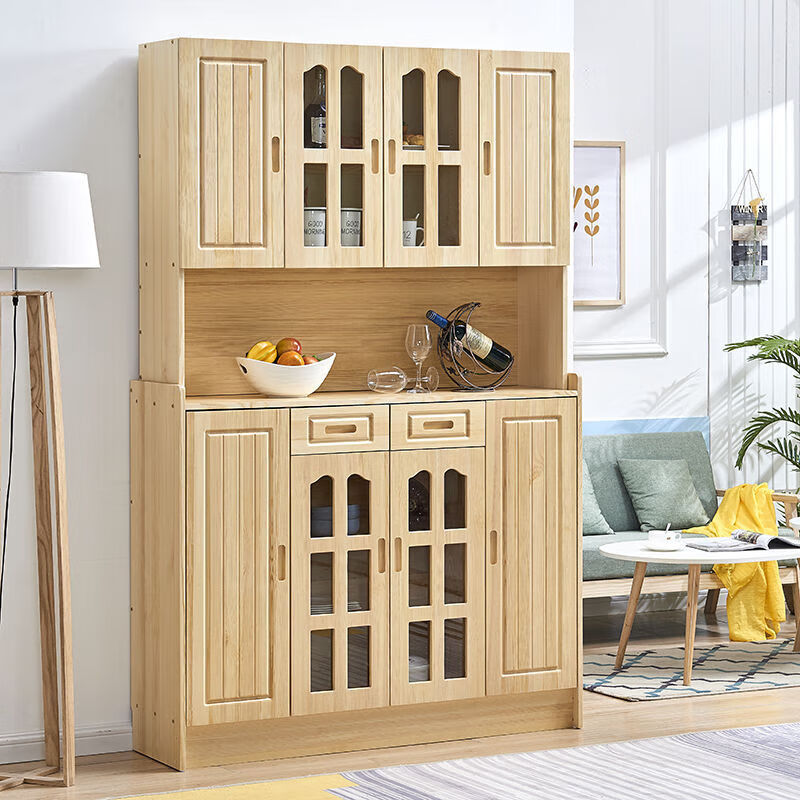 Fazhi Life 2026 new sideboard restaurant solid wood storage cabinet Nordic living room shelf multi-functional storage cabinet wine cabinet sideboard three doors two drawers 90 long 35 wide 105 high