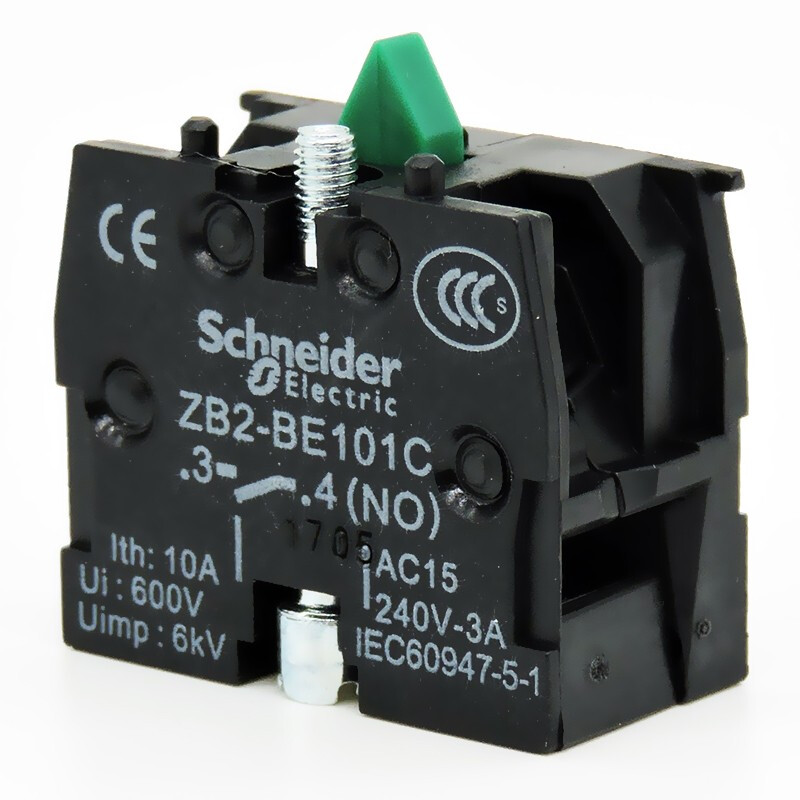 Original Schneider XB2BW illuminated button, self-reset start stop switch, color red, yellow, blue, green and white, contact ZB2BE101 normally open 102 normally closed ZB2-BE101C normally open (1NO) contact