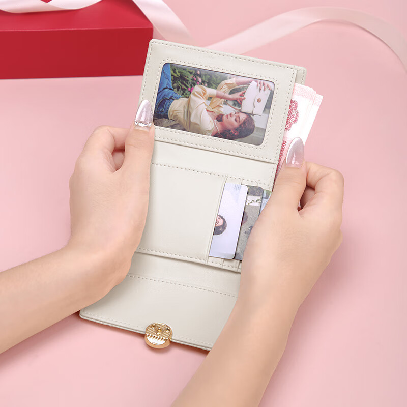 Golf (GOLF) wallet women's leather short multi-card slot card holder women's multi-functional coin purse ID bag gift box birthday gift ivory white