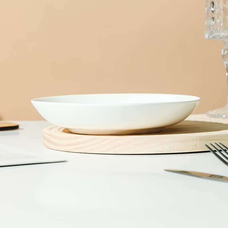 Tao Xianghui ceramic plate dishes household underglaze color pure white 7-inch deep dish dinner plate microwave white porcelain plate 4 pack