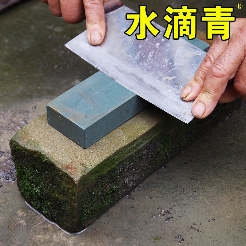 Water drop green plum masonry natural household kitchen knife sharpener petroleum stone fine grinding stone slurry stone whetstone swing stone knife sharpener stick single fine grinding water drop green + anti-slip pad + slurry stone