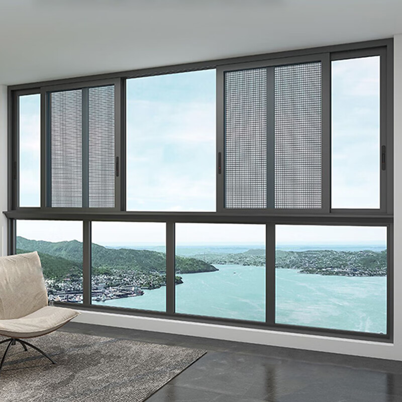 Keguan Doors and Windows Broken Bridge Aluminum Sliding Window Folding Clothes Rack Balcony Bedroom Metal Gray