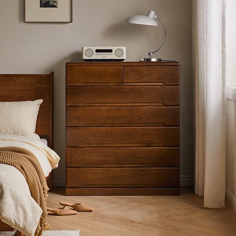 Jiayi solid wood chest of drawers bedroom storage cabinet living room storage cabinet simple chest of drawers balcony multi-functional wall bookcase