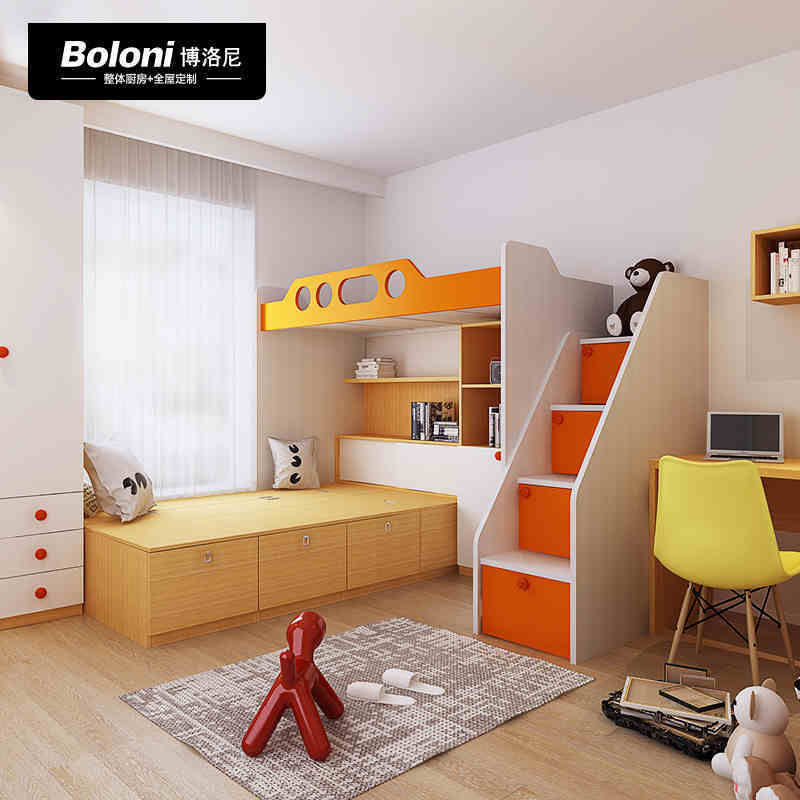 Customized bed, chair, desk, wardrobe and furniture combination for Bologna teenagers' bedroom space. Customized prepayment. Prepayment | Consult for details.