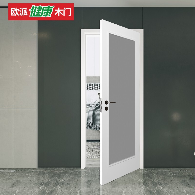 Oppe wooden door solid wood door kitchen and bathroom door interior door solid wood painted door 55 thickness new Chinese style can be customized OPMA-5001BZ pure white