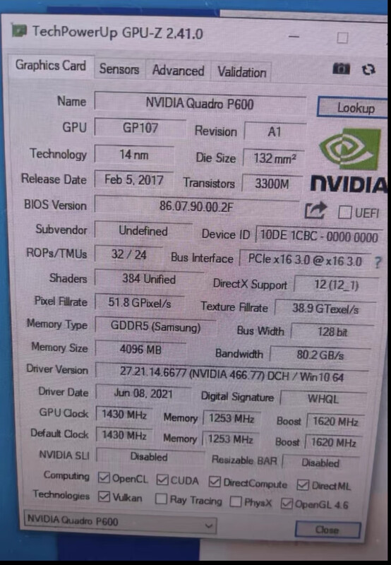 Original HP hp z2 mini G4 workstation P600 P1000 4G graphics card half-height M P1000M 4G