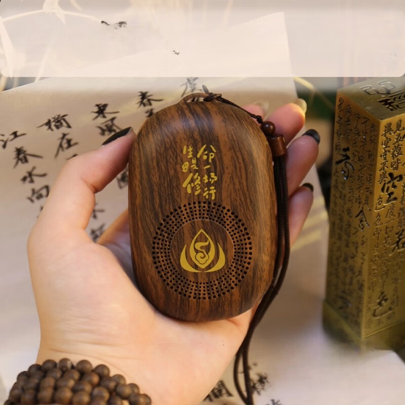 Julizhonghe plug-in card with 108 tracks for the elderly to meditate and recite, a learning machine, a high-quality small speaker, for morning and evening class playback, a wood grain player + charging head