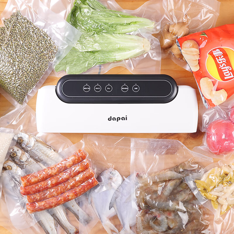 Dapai German vacuum machine sealing machine vacuum packaging machine household food dry and wet plastic sealing compression preservation machine household commercial vacuum preservation machine DS2300 dry and wet oil powder universal (mint green)