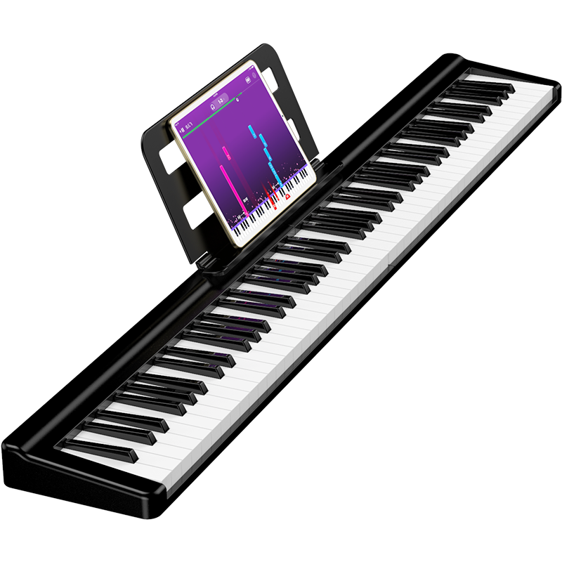 Terrence electronic keyboard 88-key folding piano for adults and children, beginner electric piano keyboard teaching instrument V10 portable piano, elegant black + original piano bag + Z-shaped piano stand