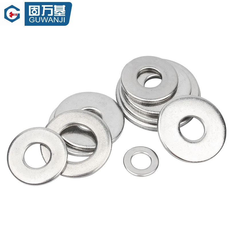 Guwanji 304 stainless steel flat washer round ultra-thin metal washer plus thickened screw flat washer meson washer M5x16x1 50 pieces