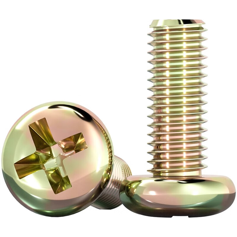 Fengji color zinc plated round head cross screw iron half round head small screw switch pan head machine wire screw M3M4M5M6M8mm M8*60 10 pieces color zinc