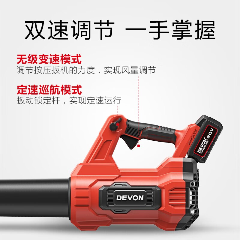 Devon 20V lithium battery blower 4707 small household hair dryer for garden leaf blowing, electric farm tools, bare metal (without battery, charger)