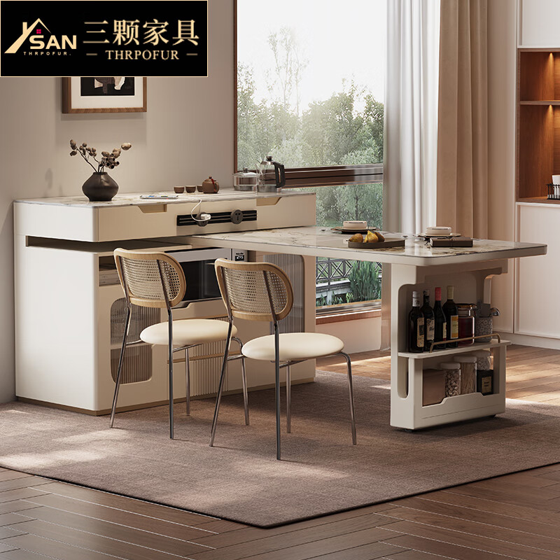 Sanke Furniture 2025 new high-end kitchen multi-functional sideboard bar guide island dining table integrated household retractable rotating 1.4m island + 1.6m dining table (with tea)