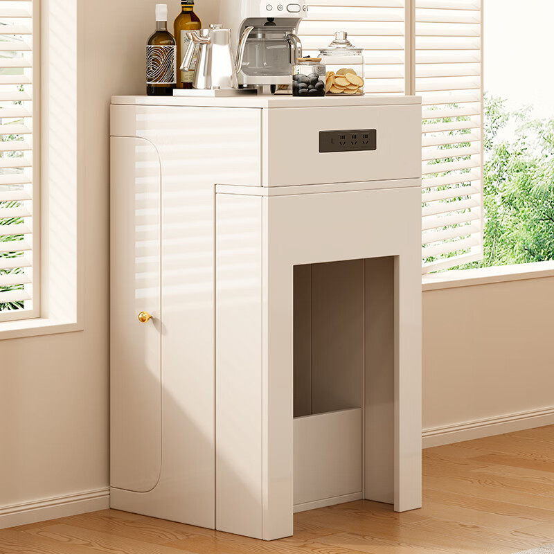 Tanhuaxuan cream style all solid wood retractable dining table and sideboard integrated household small apartment storage white dining table and chairs 50cm folding dining table