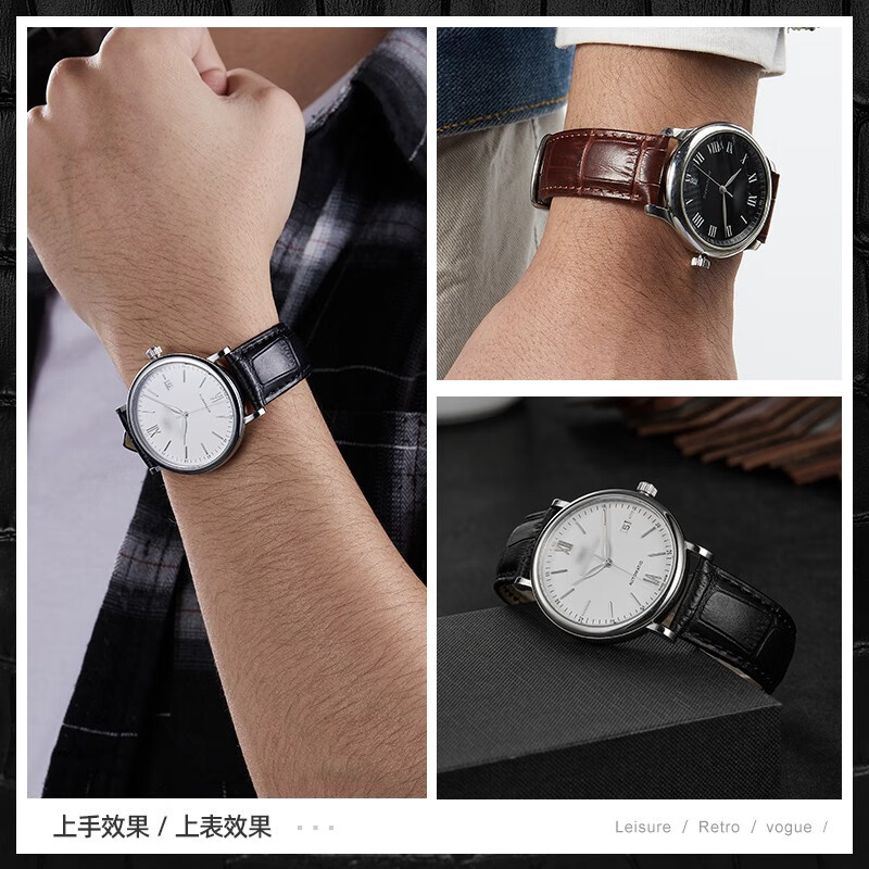 Istrap genuine leather watch strap for men and women with crocodile pattern cowhide suitable for Tissot, Longines, Mido, Citizen, Casio dw, Seiko Seagull, Fiyada, Armani watch with Leloc bracelet, dark brown same color line, silver pin buckle and dial interface width 14mm