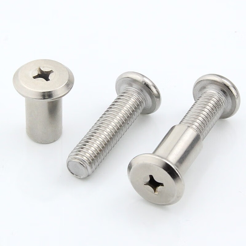 Haodong nickel-plated large flat head cross locking screws and knocking plywood nuts furniture combination connection sub-native nail bolts M6M8 6*35 screws with 8*12*M6 female-5 sets