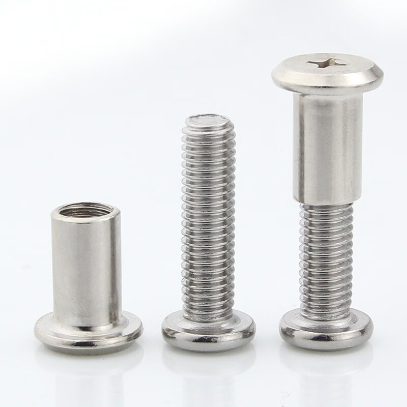 Haodong nickel-plated large flat head cross locking screws and knocking plywood nuts furniture combination connection sub-native nail bolts M6M8 6*35 screws with 8*12*M6 female-5 sets
