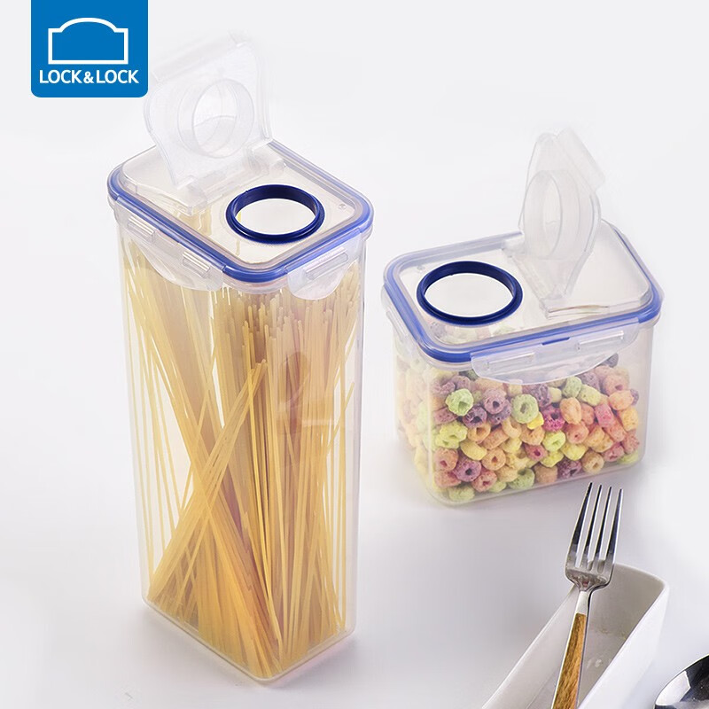 LOCK&LOCK plastic crisper sealed household large-capacity food storage box noodle box kitchen grain storage box 2L with dumping mouth