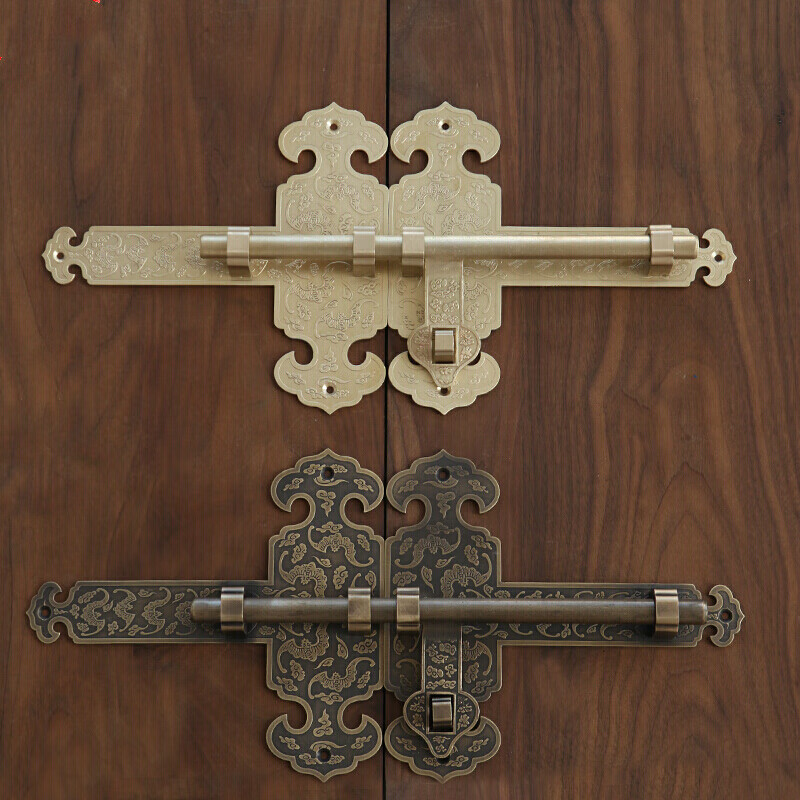 Chengzhong style copper thickened latch old wooden door lock garden ancient building courtyard door latch antique door buckle copper door bolt plain 25cm antique copper