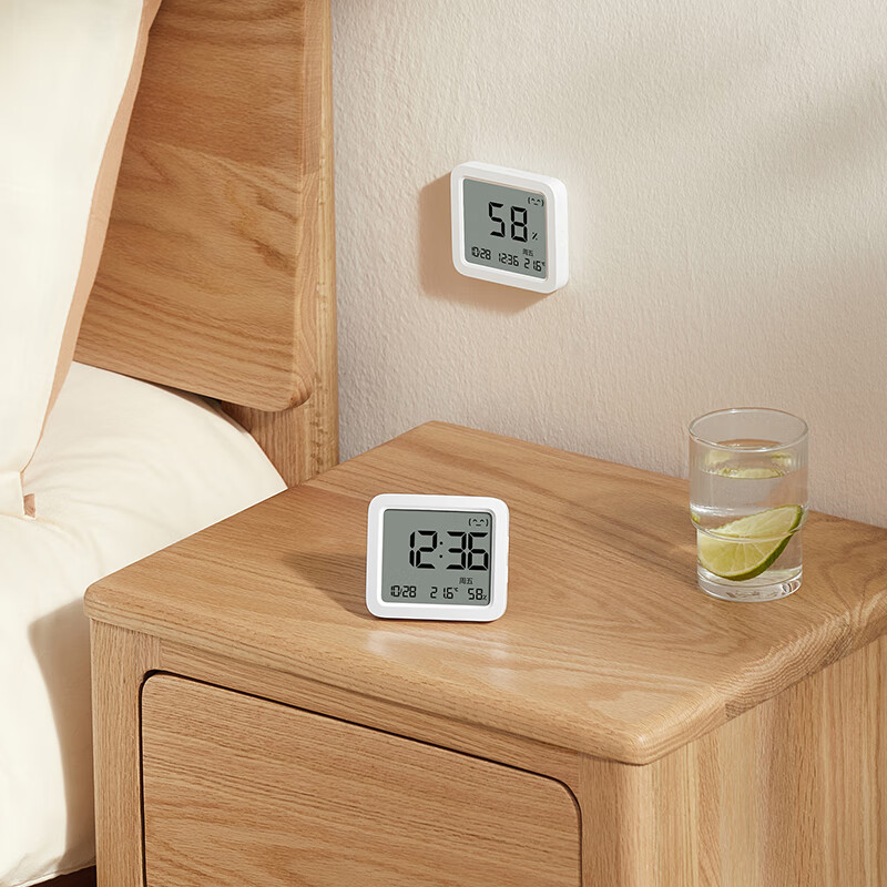 Mijia Xiaomi Mijia smart thermometer and hygrometer 3 Bluetooth smart linkage home indoor and car high-precision thermometer and hygrometer multi-function clock desktop display wall-mounted thermometer