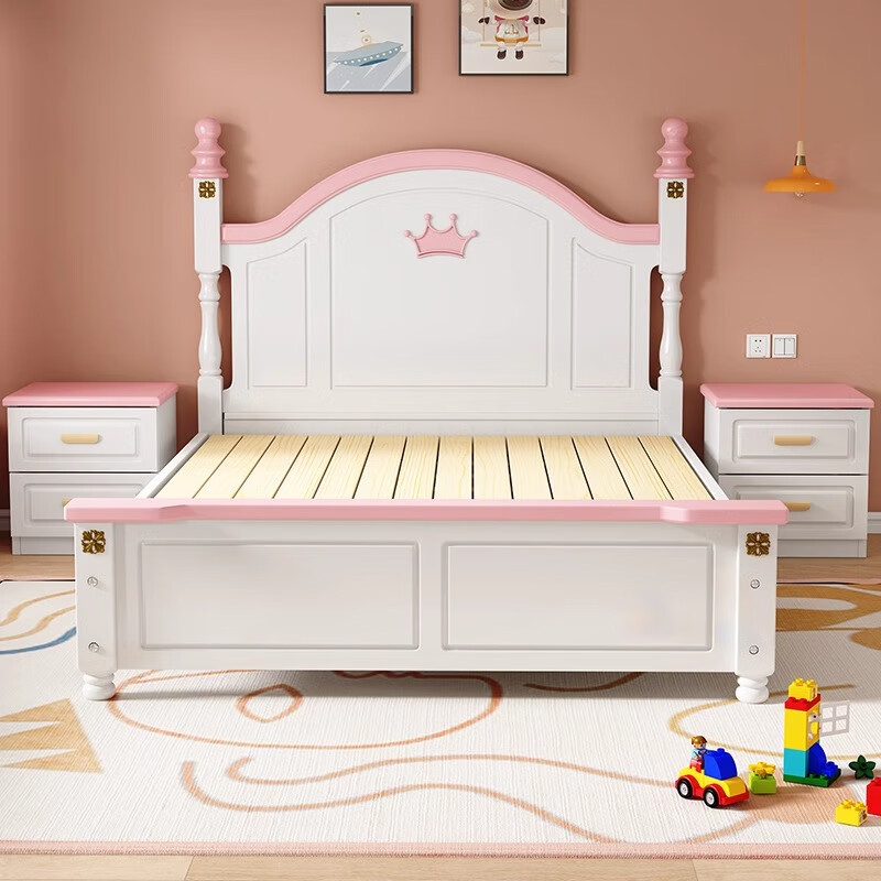 Tongli solid wood children's bed boy bed princess bed modern simple boy bed girl bed student bed single bed pink single bed including installation 1.5m*2.0m