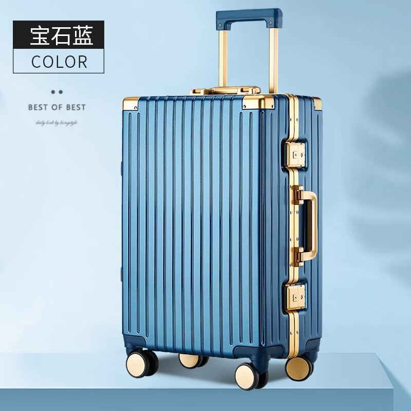 Danny Kangaroo Trolley Case Aluminum Frame Men's and Women's PC Suitcase Universal Wheel Password Box Carry-on Case Phnom Penh Sapphire Blue Buckle 20-inch Carry-on Case
